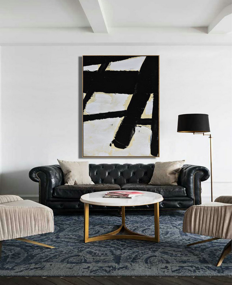 Extra Large Canvas Art,Minimalist Painting On Canvas, Palette Knife Vertical Minimal Art - Modern Wall Decor